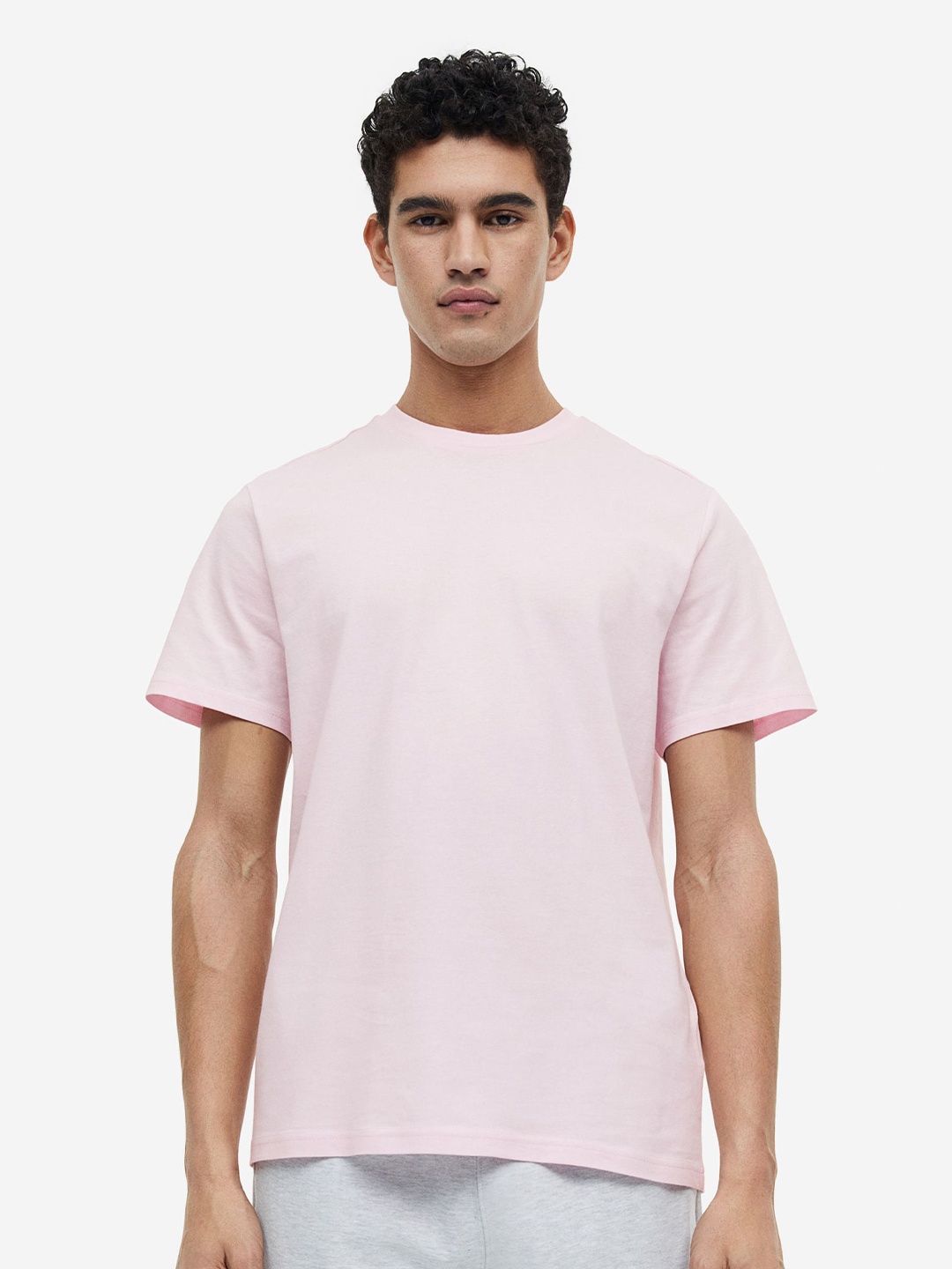

H&M Men Regular Fit Round Neck T-Shirt, Pink