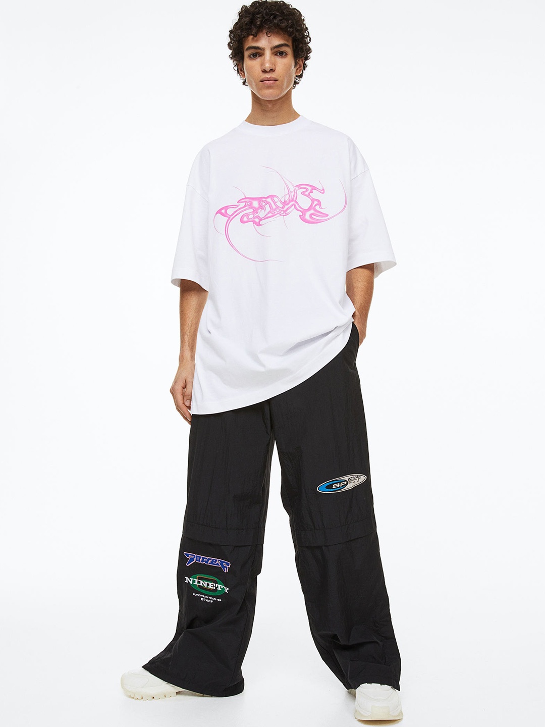

H&M Men Oversized Fit Printed T-Shirt, White