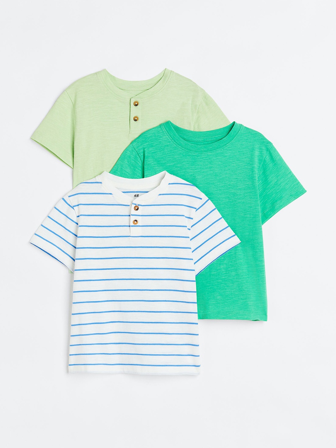 

H&M Boys 3-Pack Jersey Tops, Green