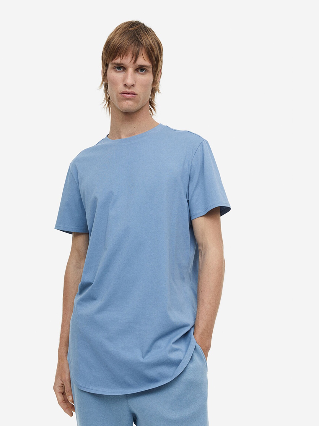 

H&M Men T-Shirt Long Fit, Blue
