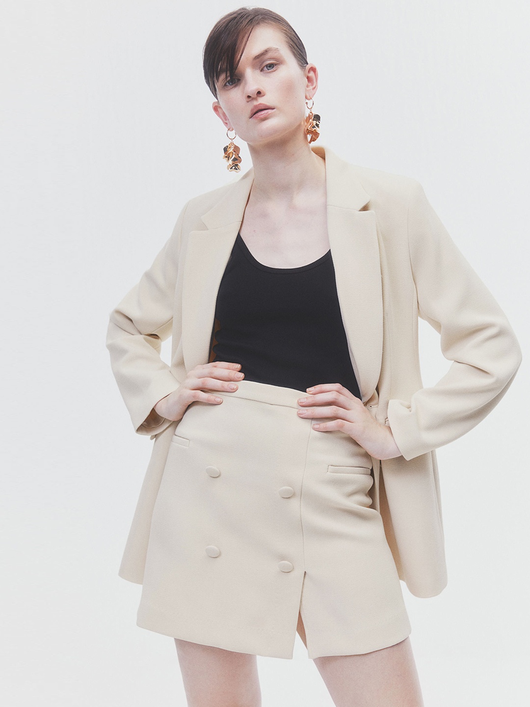 

H&M Women Short Skirt, Beige