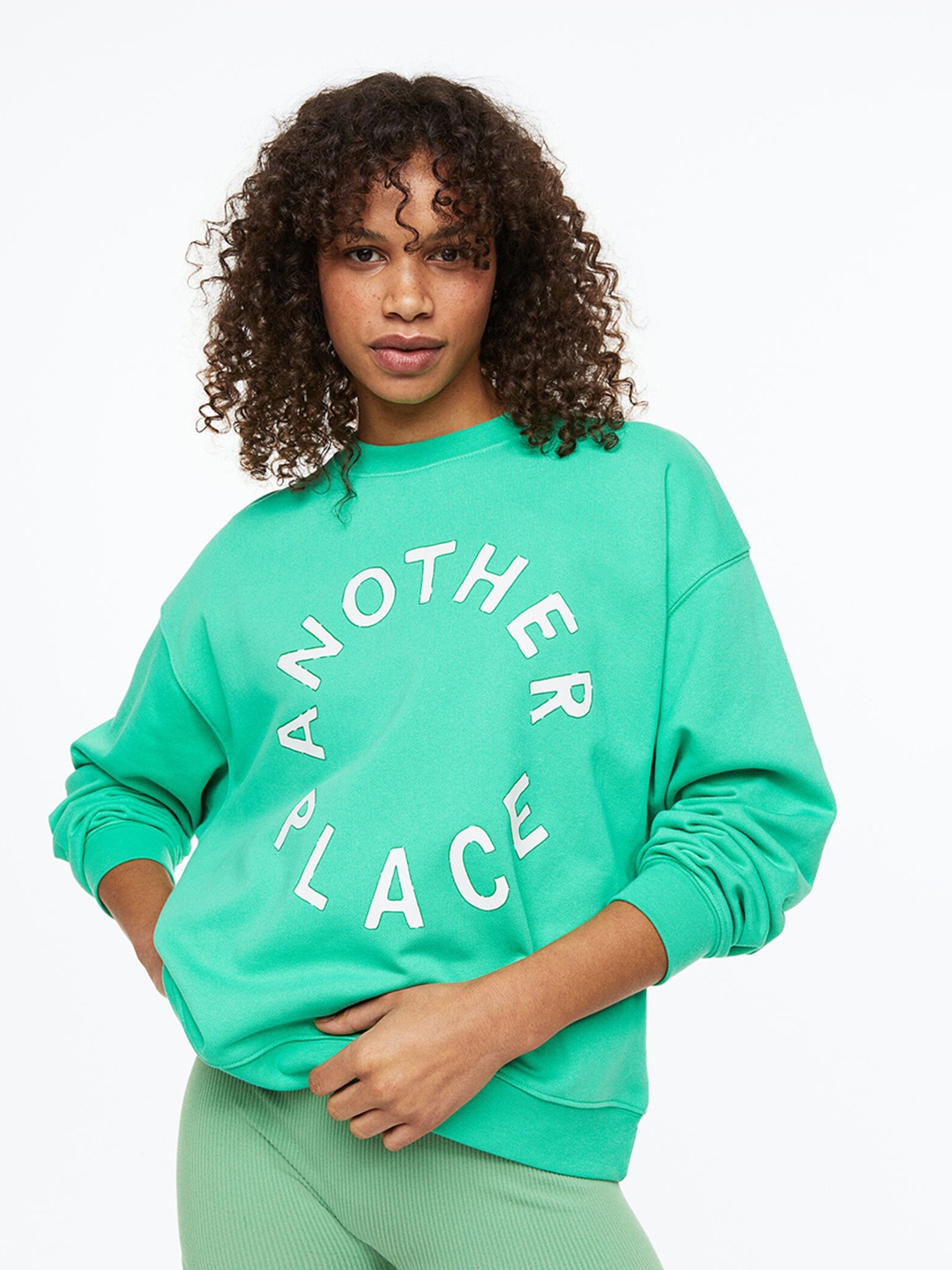 

H&M Women Printed Sweatshirt, Sea green