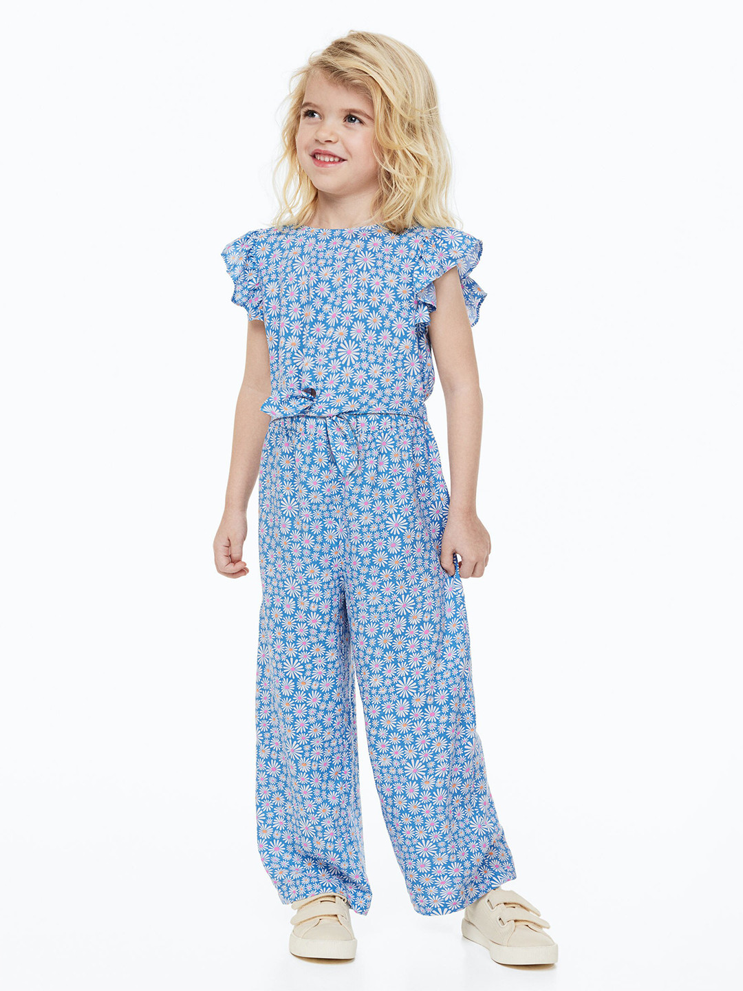 

H&M Girls Tie-Detail Jumpsuit, Blue
