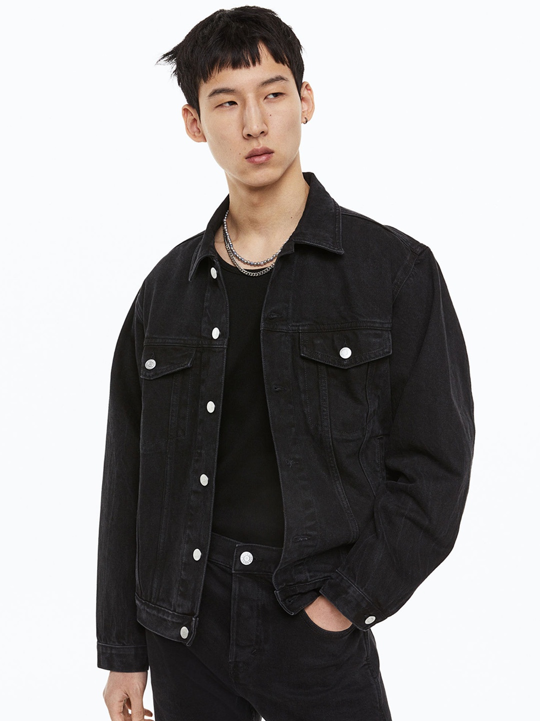 

H&M Regular Fit Denim Jacket, Black