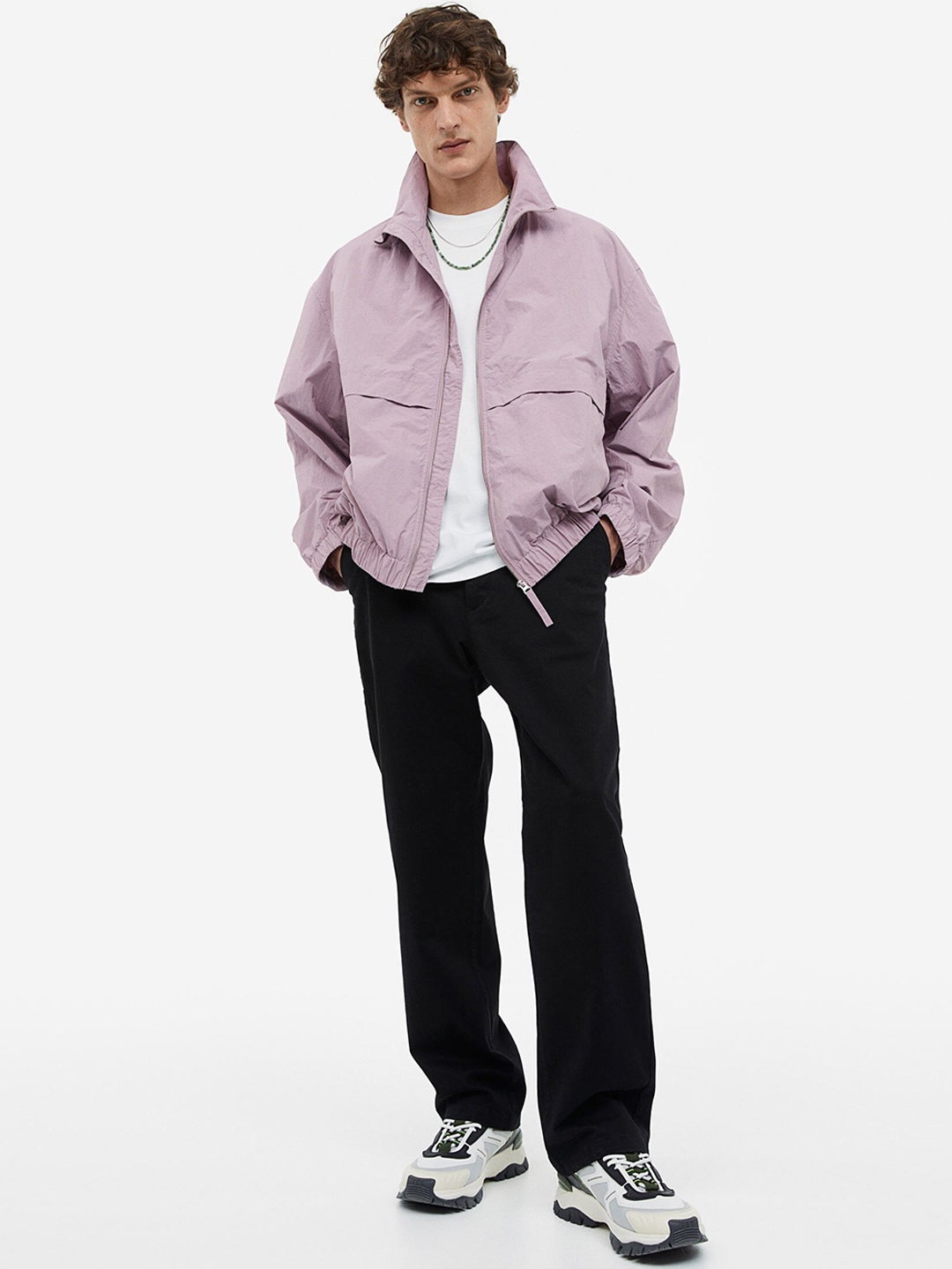 

H&M Men Nylon Track Jacket, Lavender