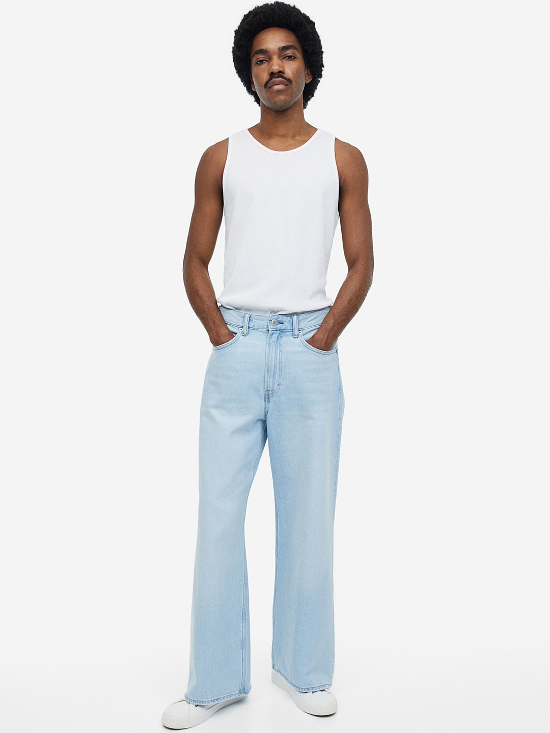 

H&M Men Loose Bootcut Jeans, Blue
