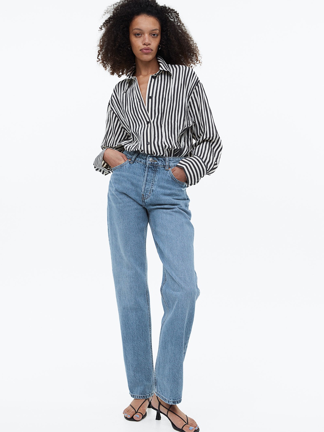 

H&M Women Straight High Jeans, Blue