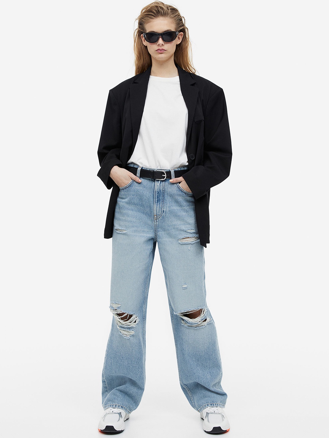 

H&M Women 90s Baggy High Jeans, Blue