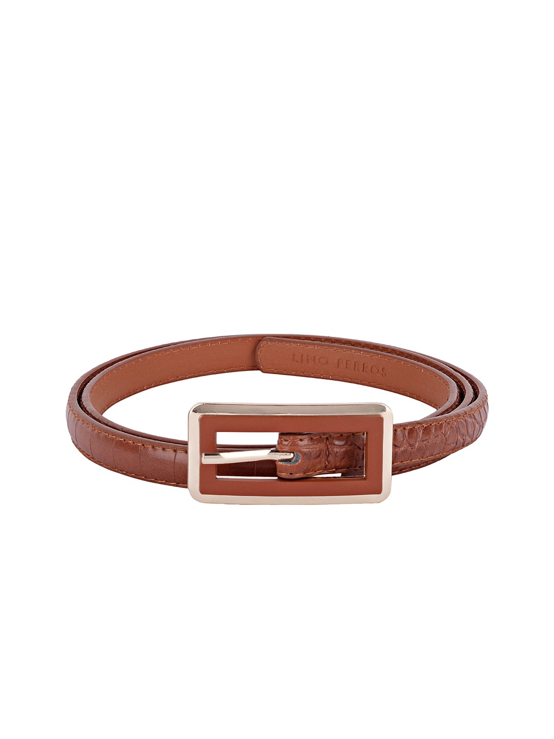 

Lino Perros Women Textured Synthetic Leather Belt, Tan