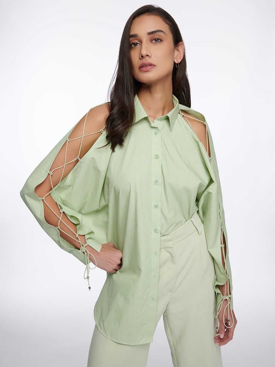 

H&M Women Restructured Shirt, Green