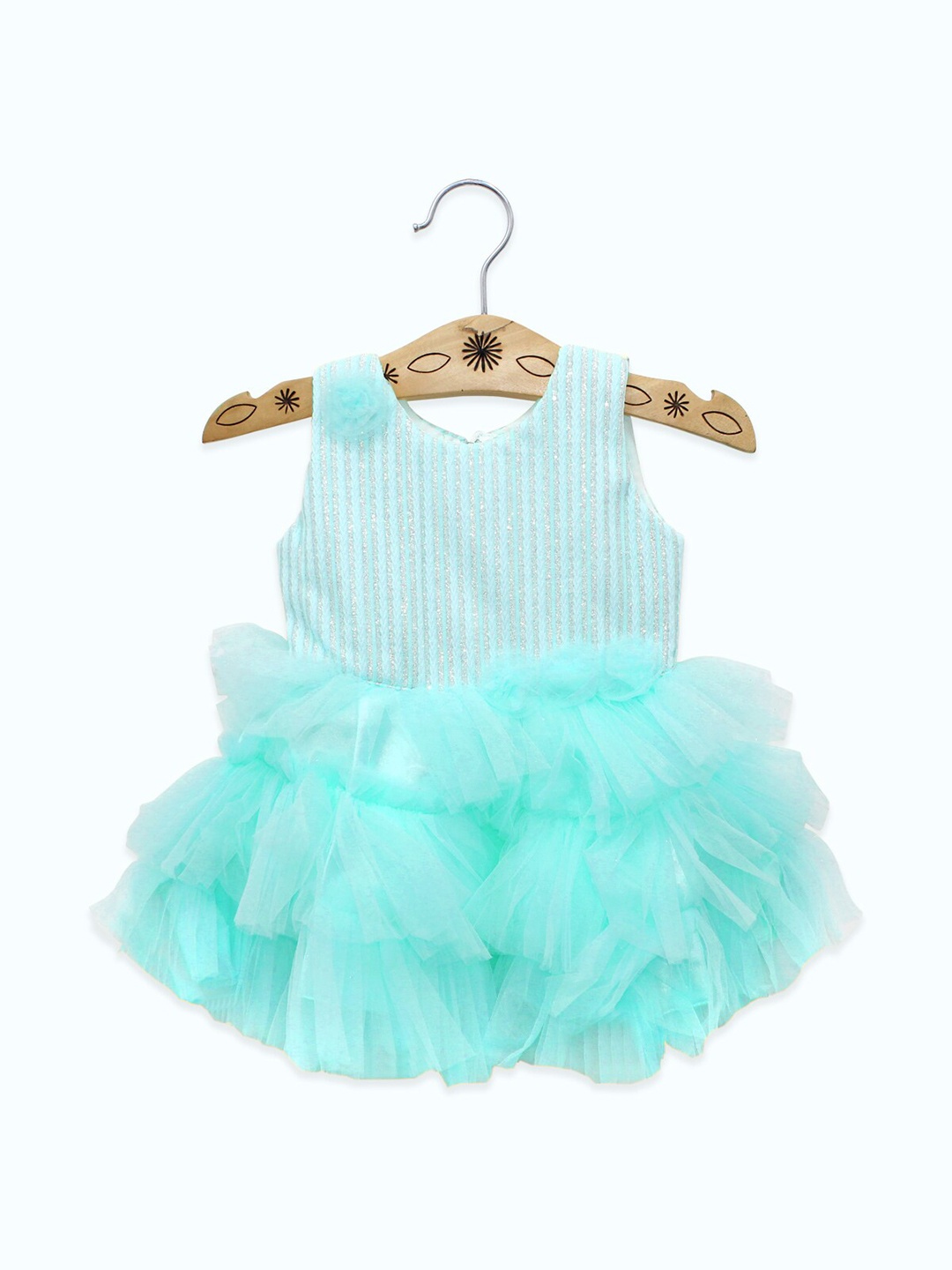 

Born Babies Infant Girls Cotton Fit and Flare Dress, Blue