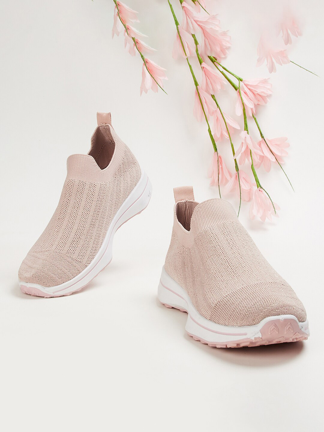 

Ginger by Lifestyle Women Woven Design Textile Slip-On Sneakers, Pink
