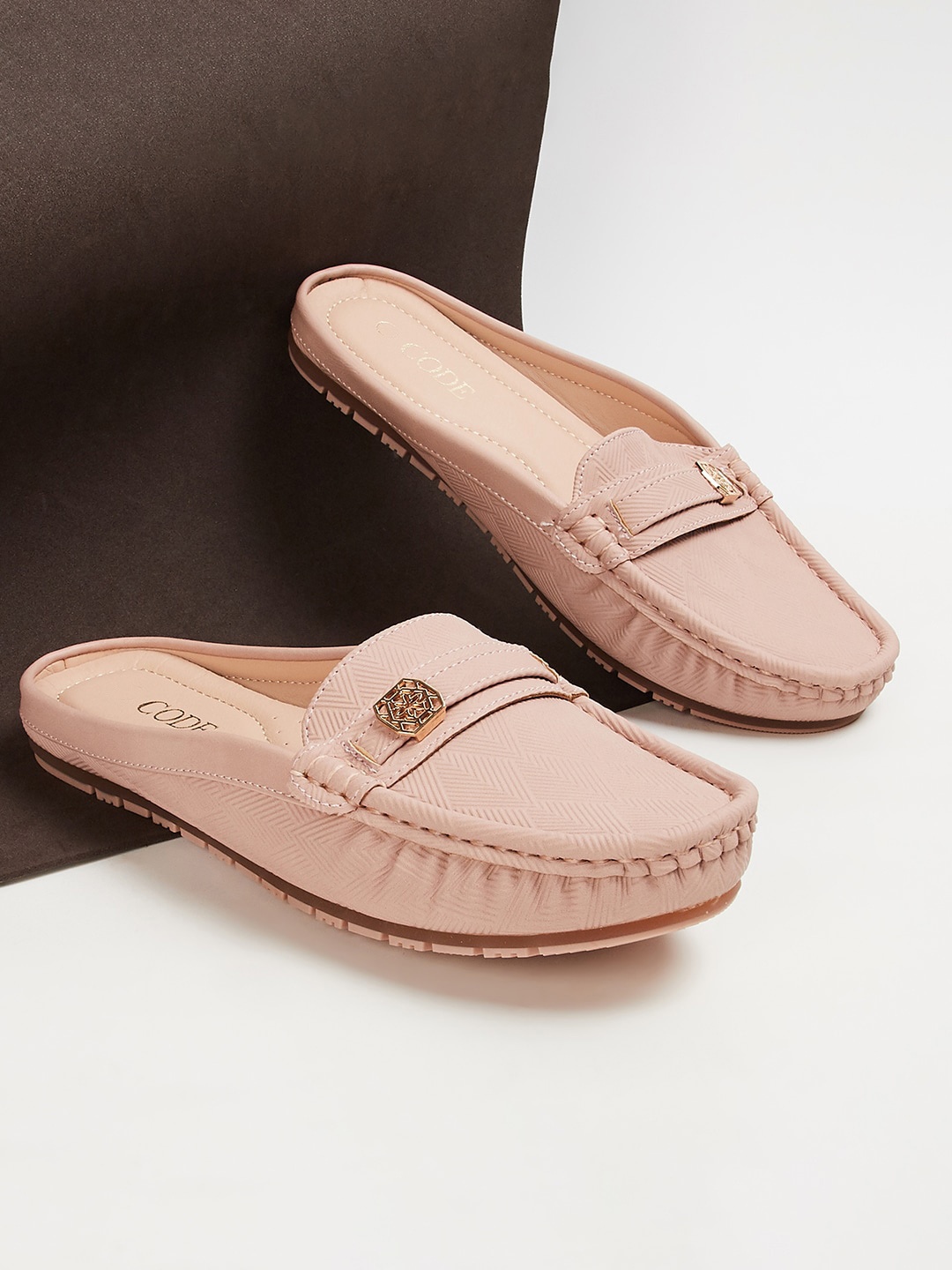 

CODE by Lifestyle Women Textured Mules, Peach