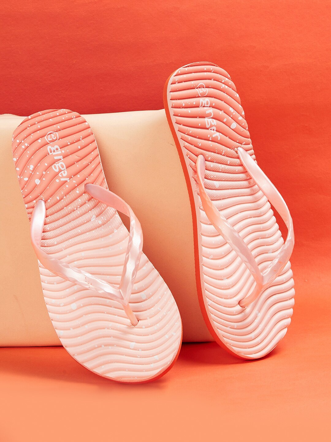 

Ginger by Lifestyle Women Printed Thong Flip-Flops, Peach