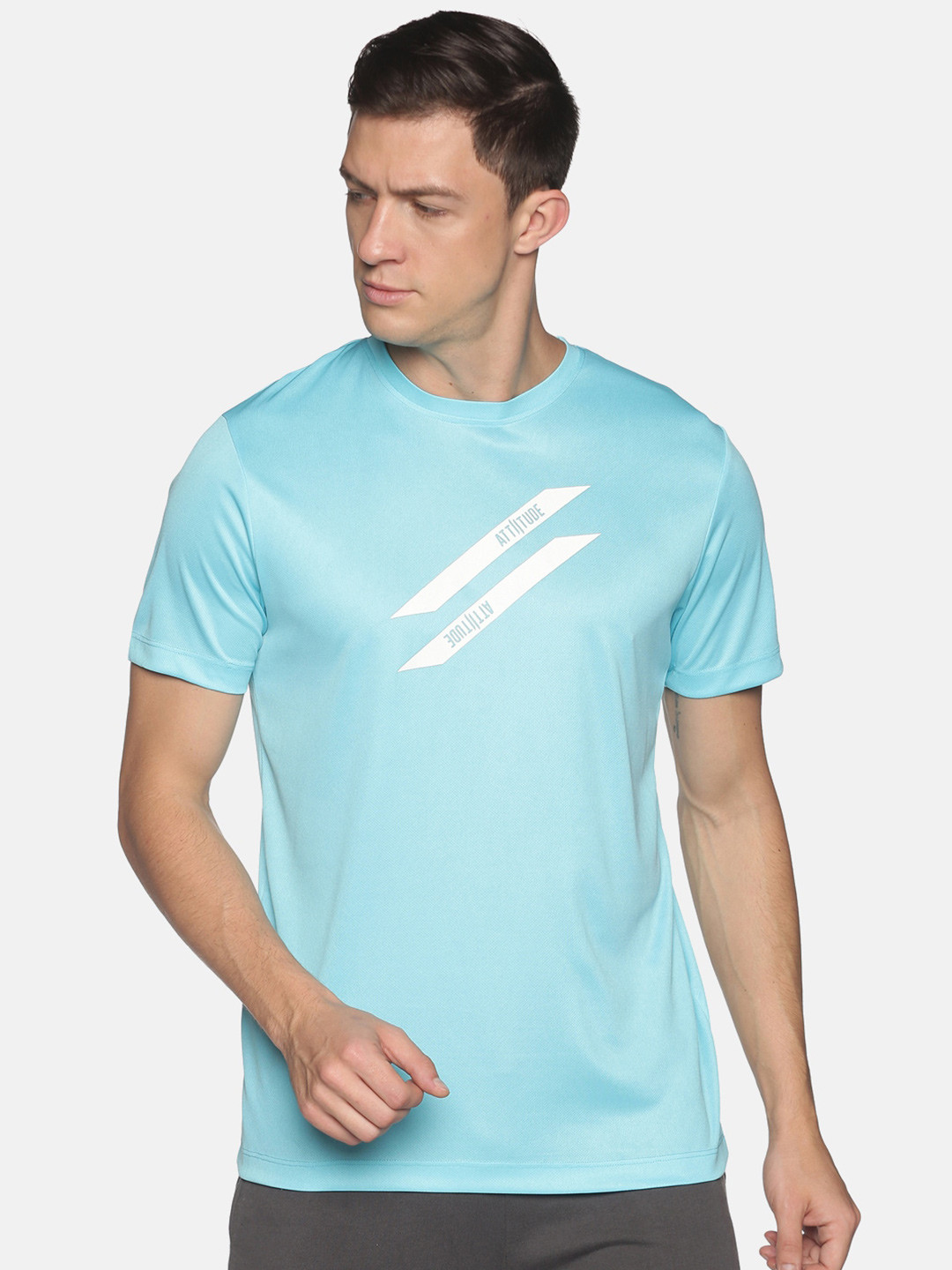 

ATTIITUDE Men Typography Printed Dry Fit Sports T-shirt, Blue