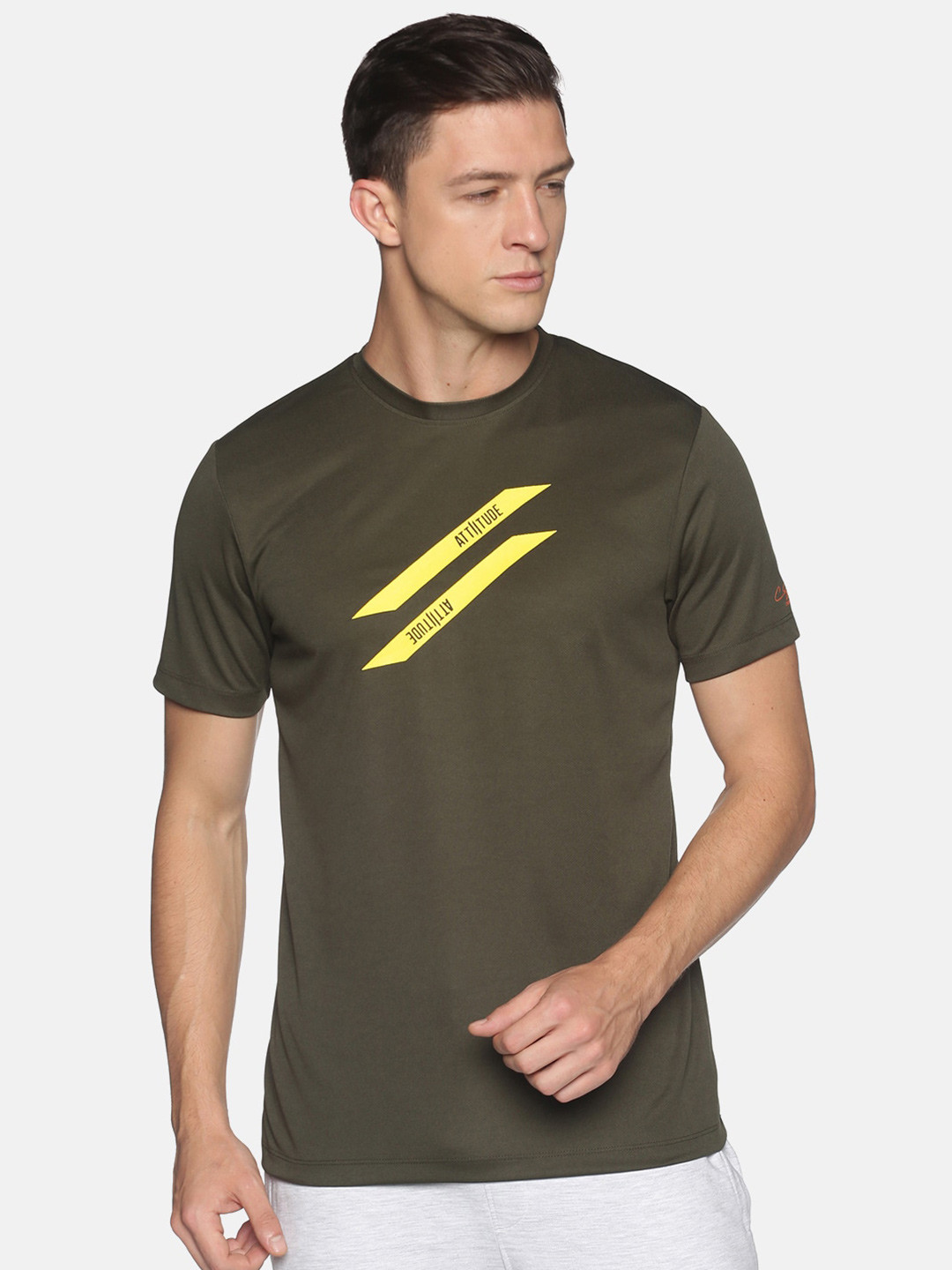 

ATTIITUDE Men Typography Printed Dry Fit T-shirt, Green