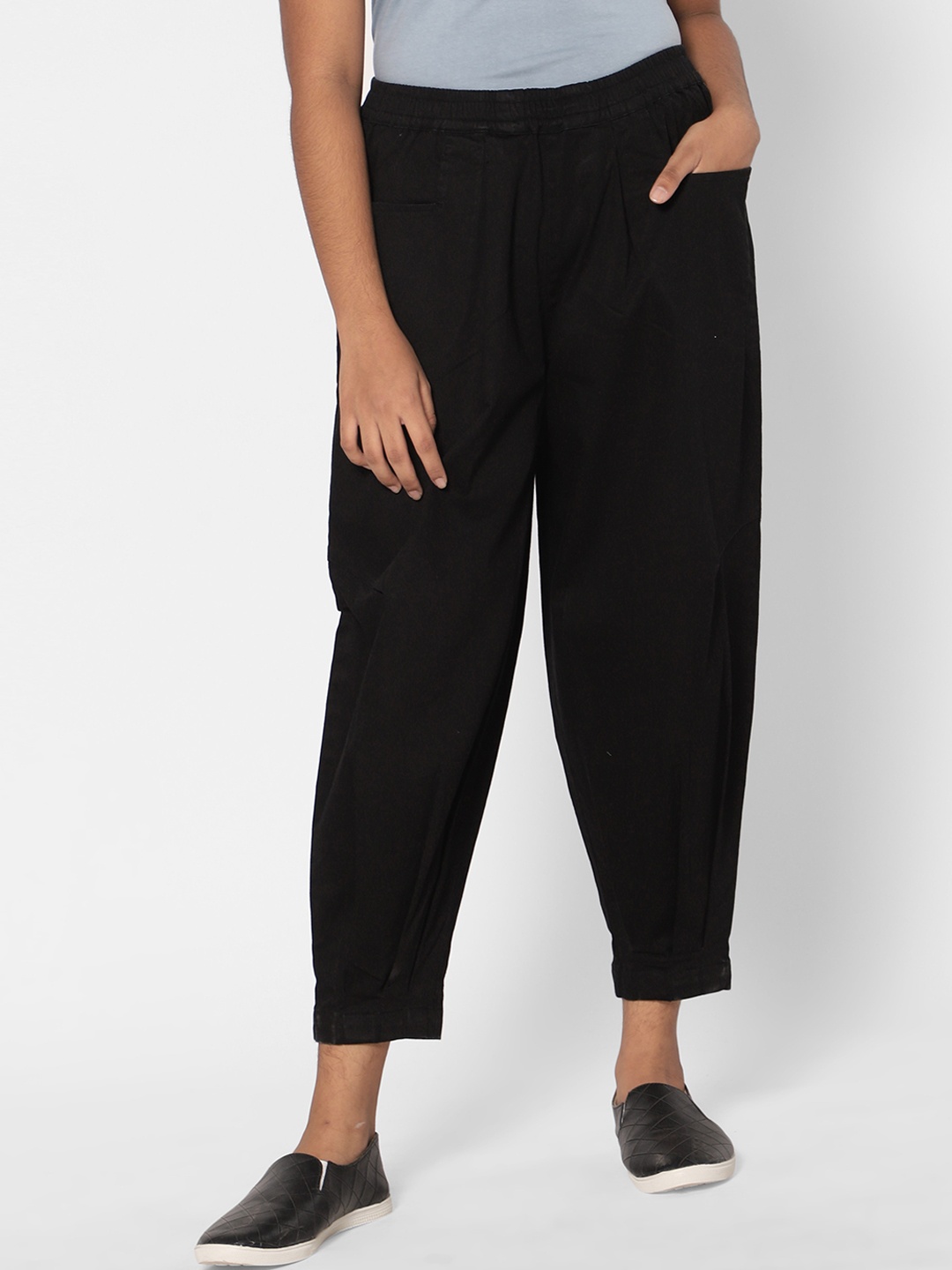 

TeenTrums Girls Loose Fit Cotton Trousers, Black