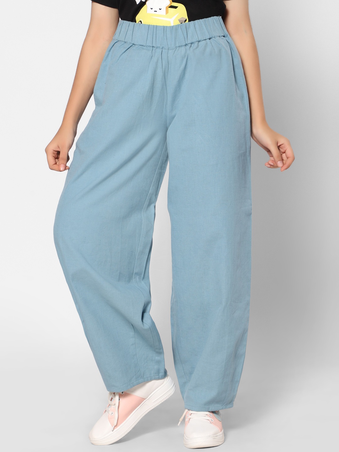 

TeenTrums Girls Loose Fit Denim Trousers, Blue