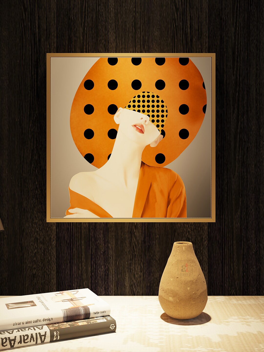 

Art Street Black & Orange Canvas Printed Framed Wall Painting
