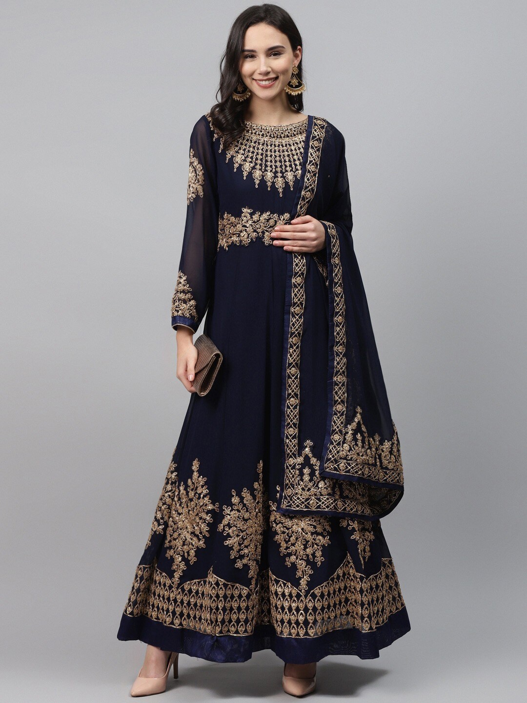 

Readiprint Fashions Embroidered Semi-Stitched Dress Material, Blue