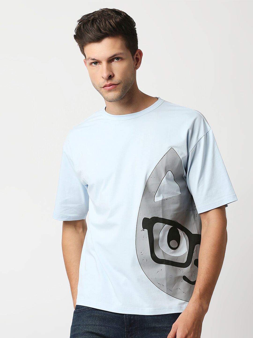 

Blamblack Men Printed Cotton T-shirt, Blue