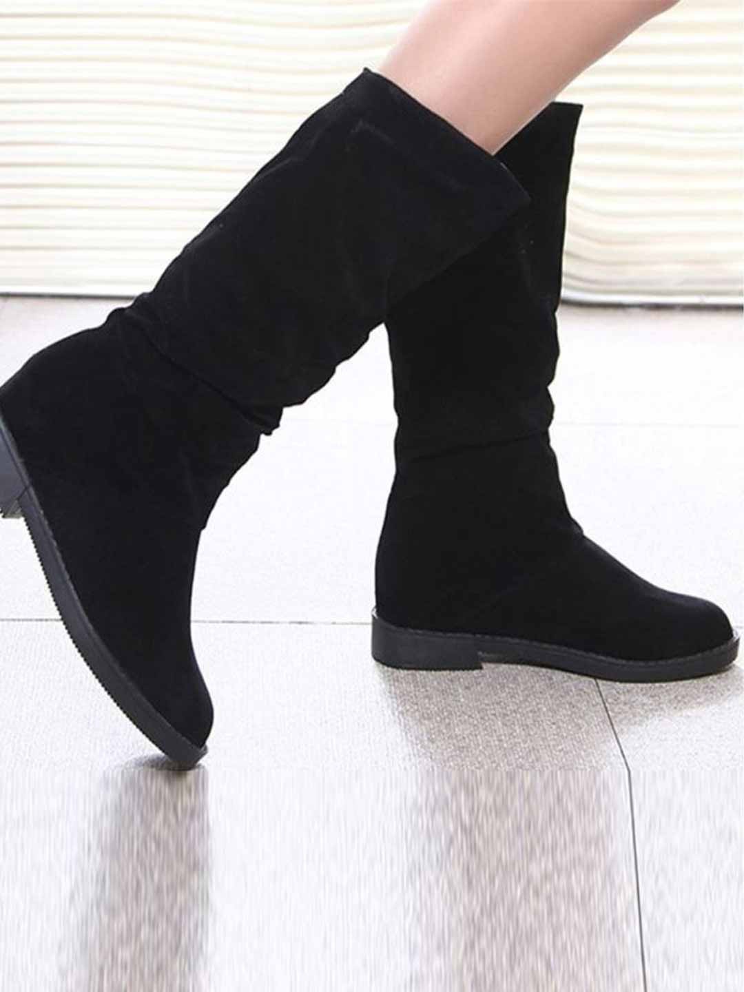 

Stylestry Women Suede High Top Block-Heel Regular Boots, Black
