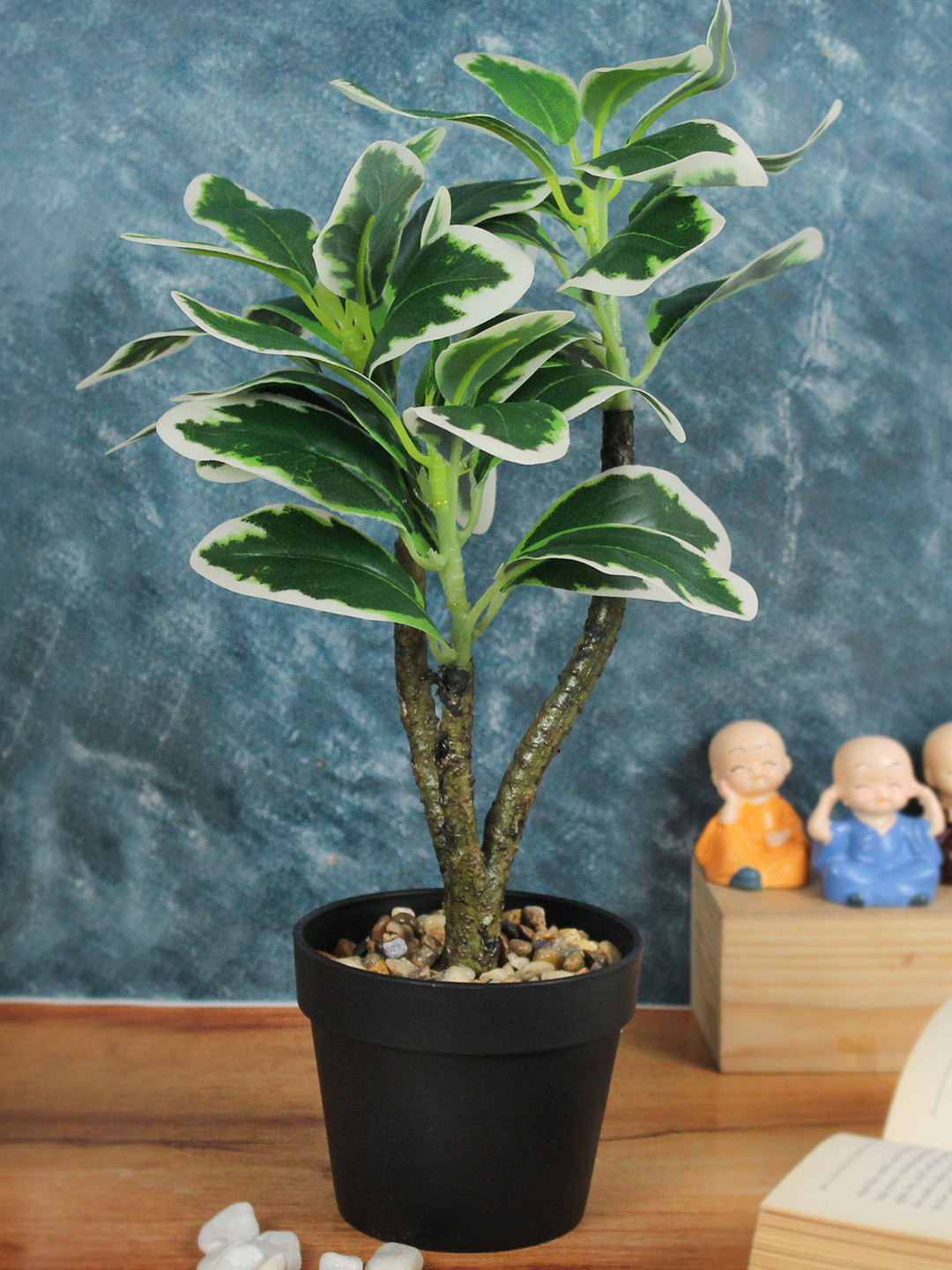 

TIED RIBBONS Green & Black Ficus Artificial Plant With Pot