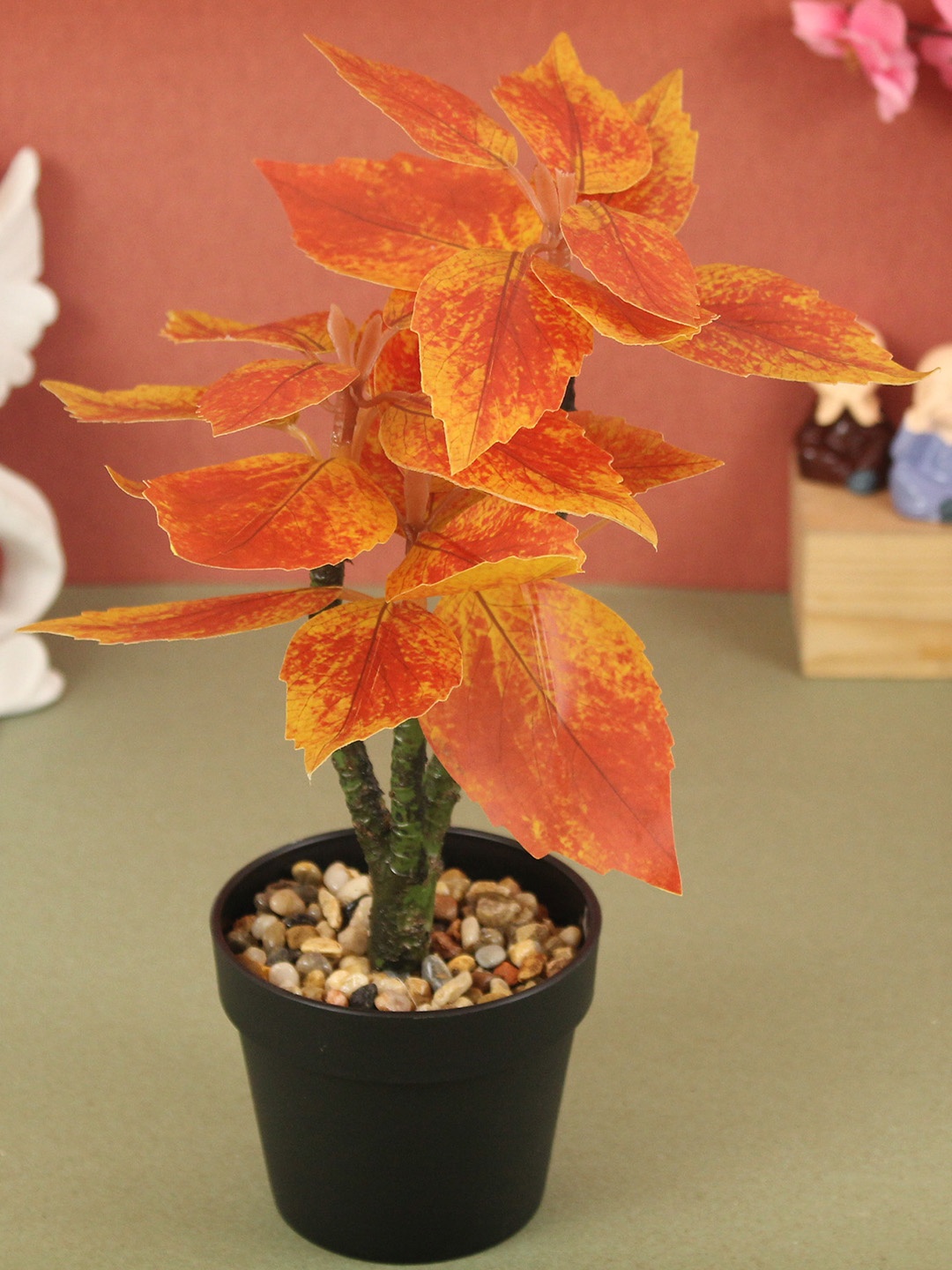 

TIED RIBBONS Orange & Yellow Ficus Artificial Plant With Pot