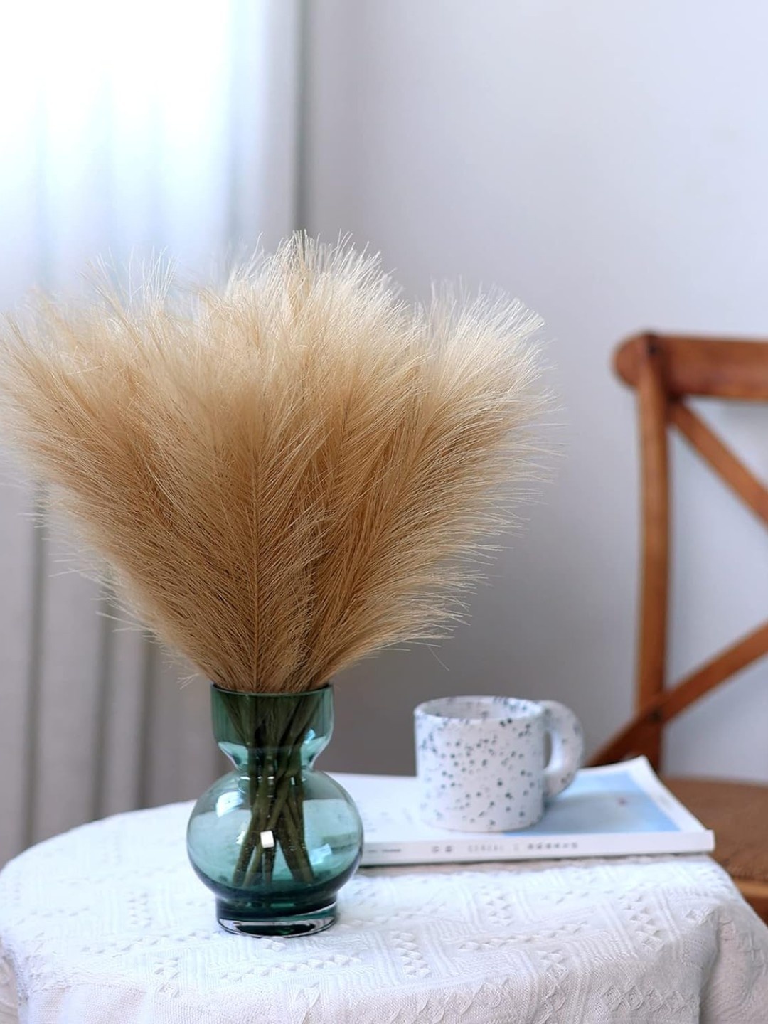 

TIED RIBBONS Brown 4 Pieces Artificial Pampas Grass