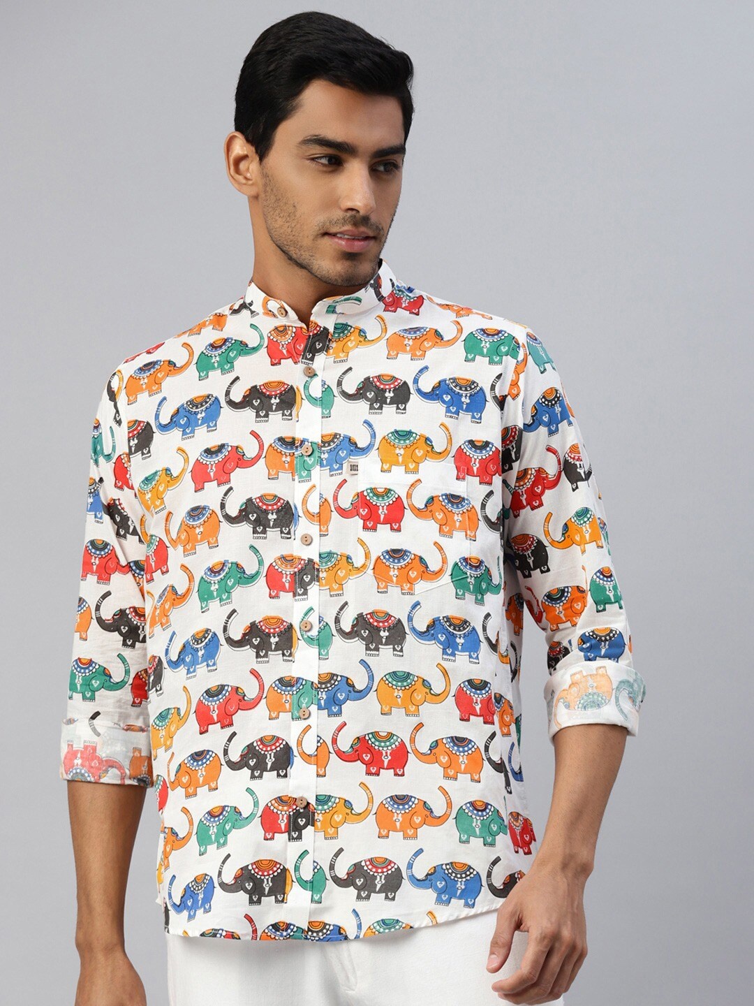 

Readiprint Fashions Men Comfort Printed Cotton Party Shirt, White