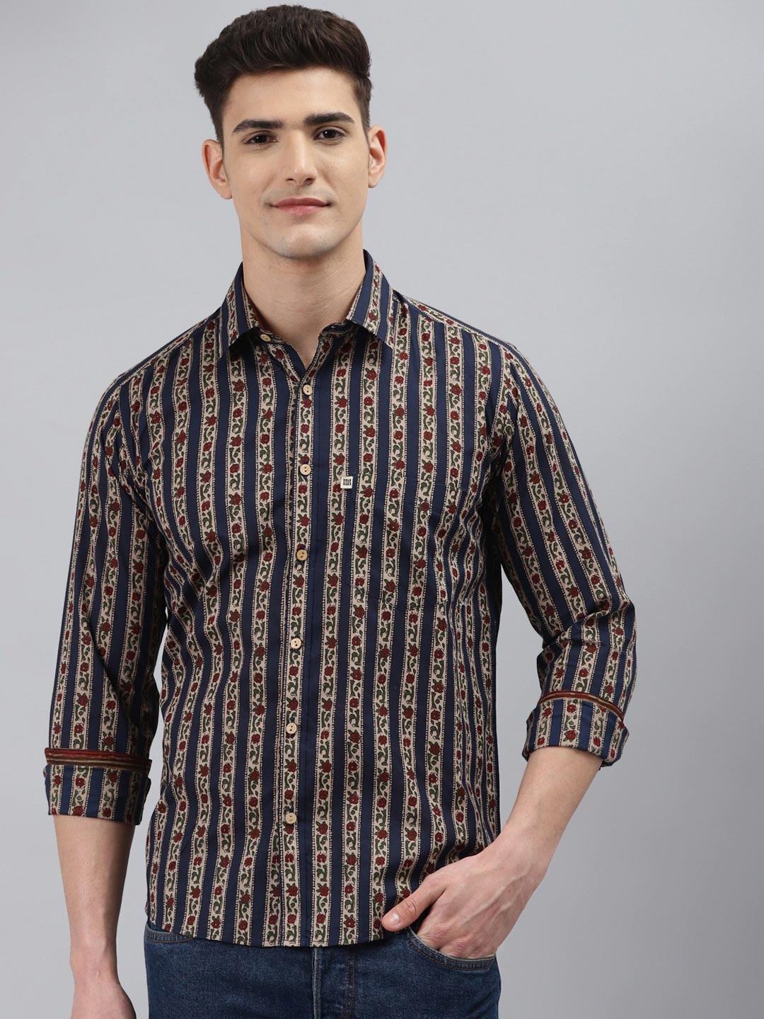 

Readiprint Fashions Men Ethnic Motifs Printed Cotton Casual Shirt, Blue