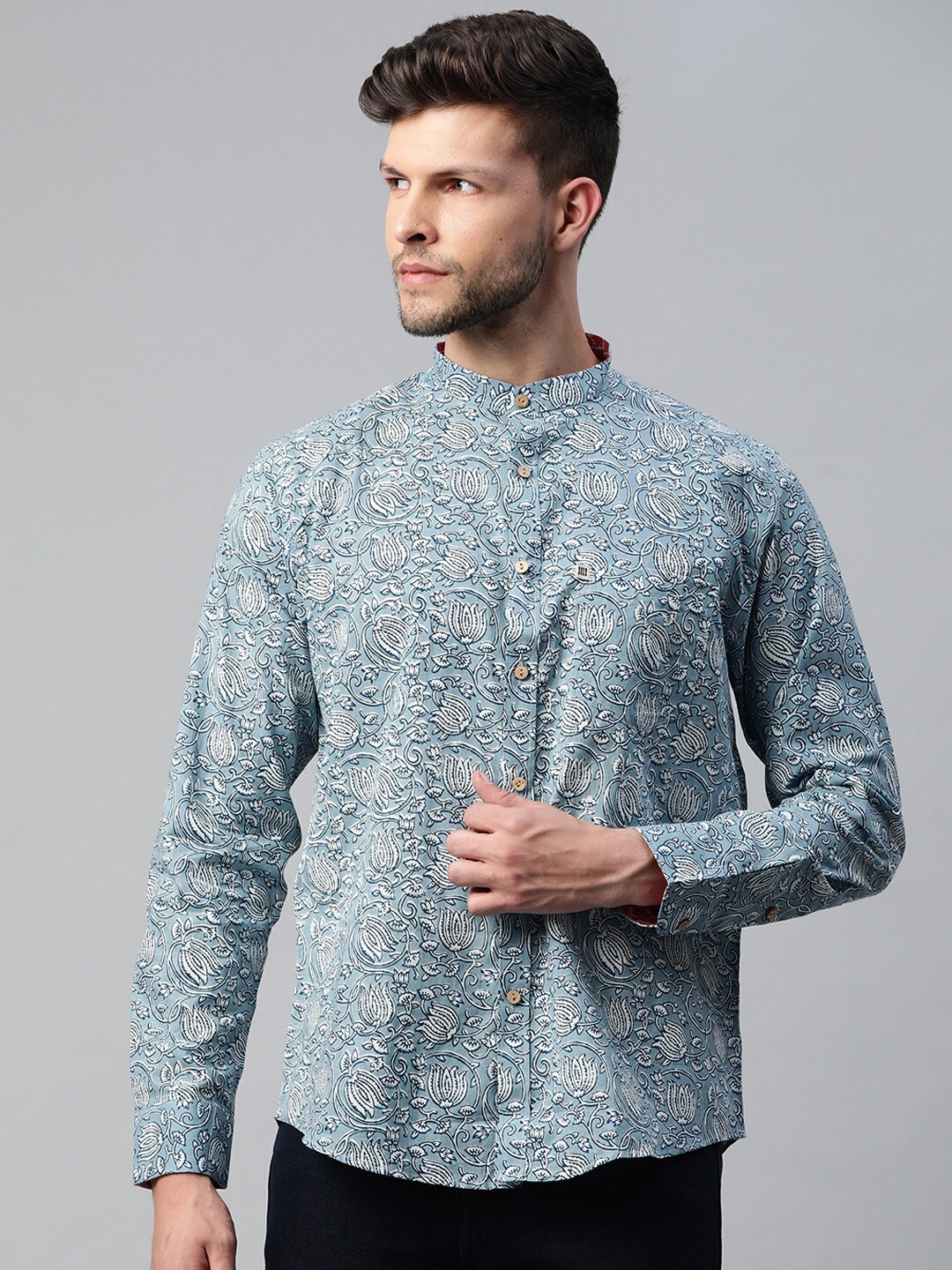 

Readiprint Fashions Men Floral Printed Cotton Casual Shirt, Blue