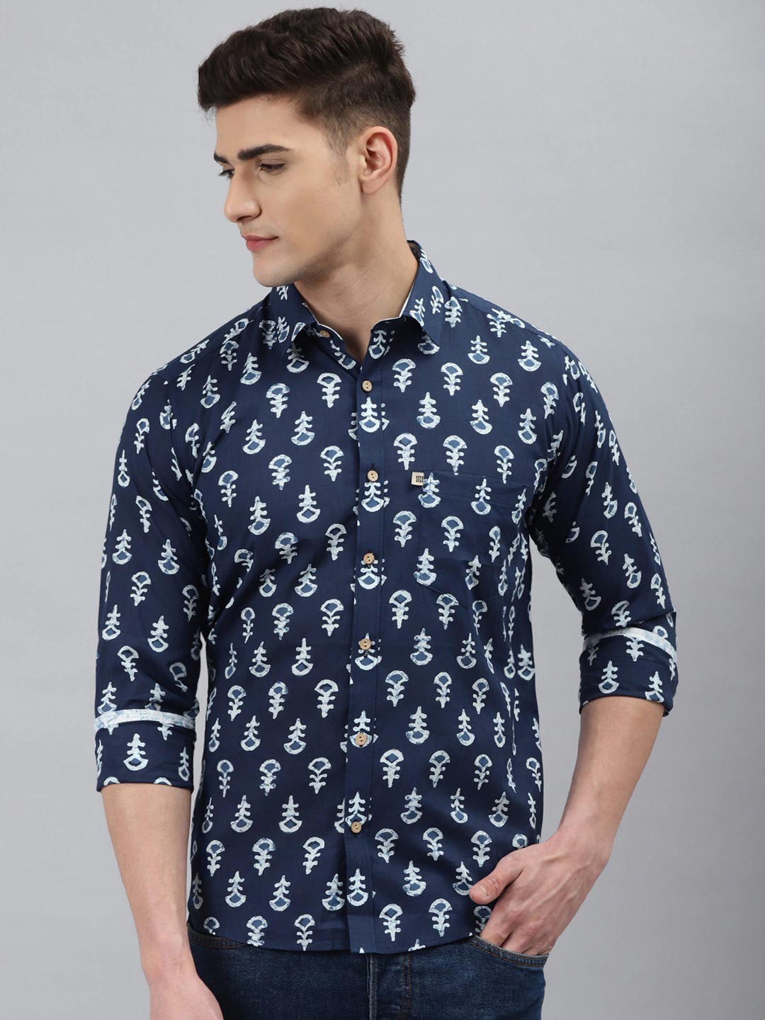 

Readiprint Fashions Men Ethnic Motifs Printed Cotton Casual Shirt, Blue