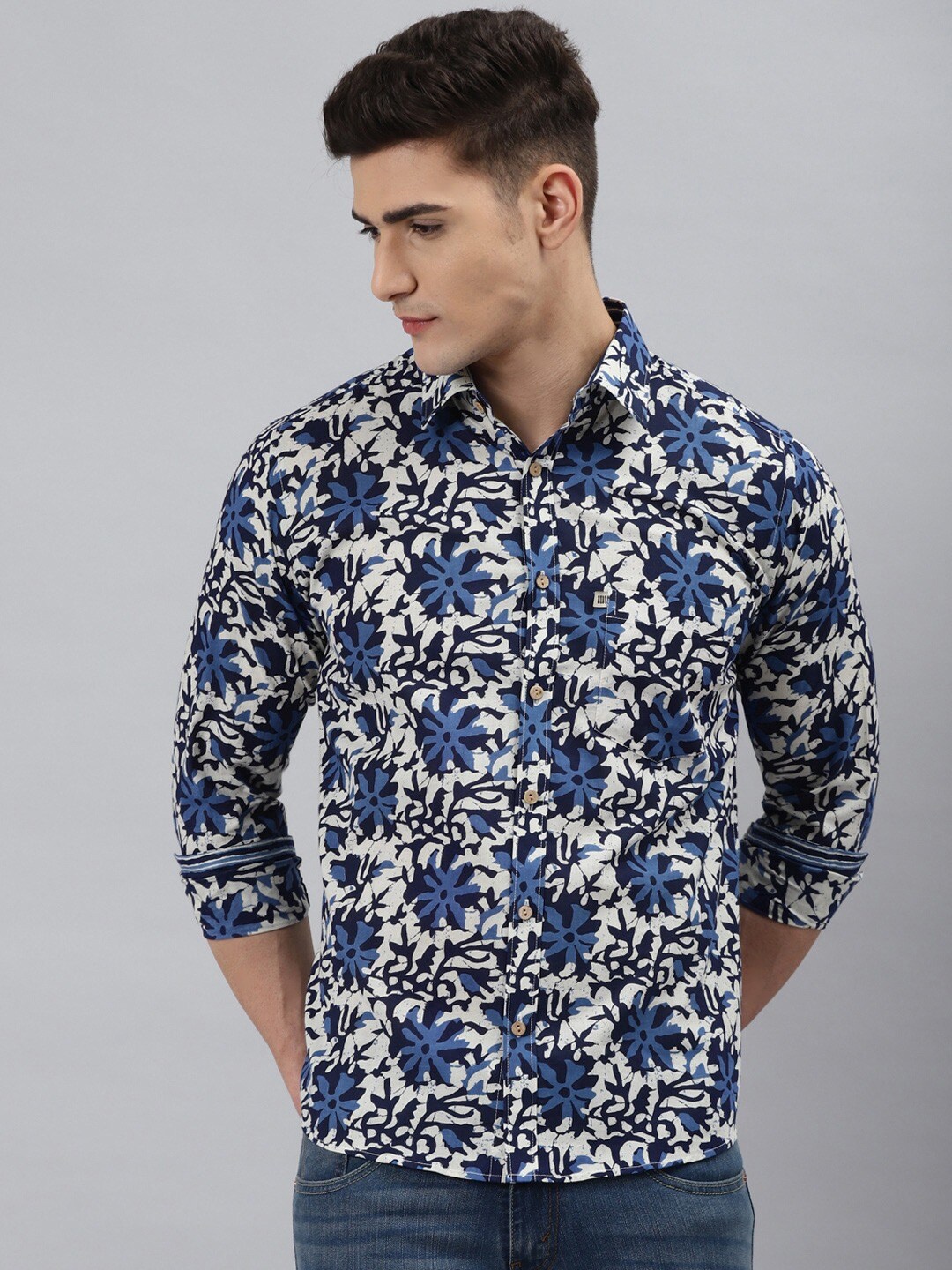 

Readiprint Men Floral Printed Cotton Casual Shirt, White