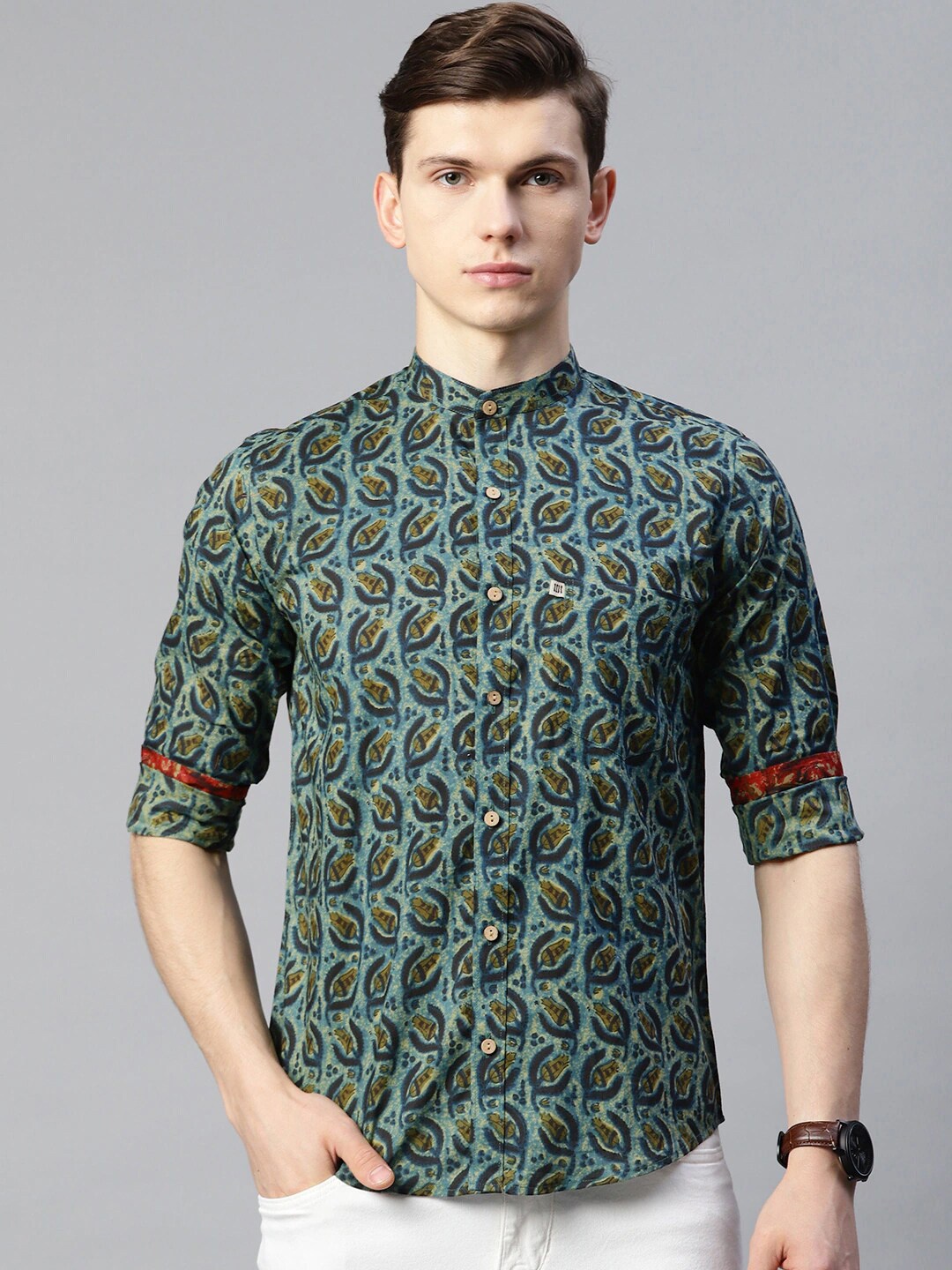 

Readiprint Fashions Men Floral Printed Cotton Casual Shirt, Green