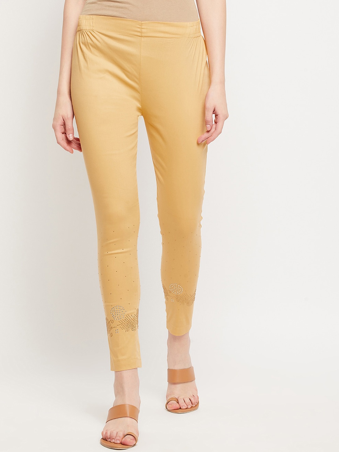 

Clora Creation Women Cigarette Trousers, Beige