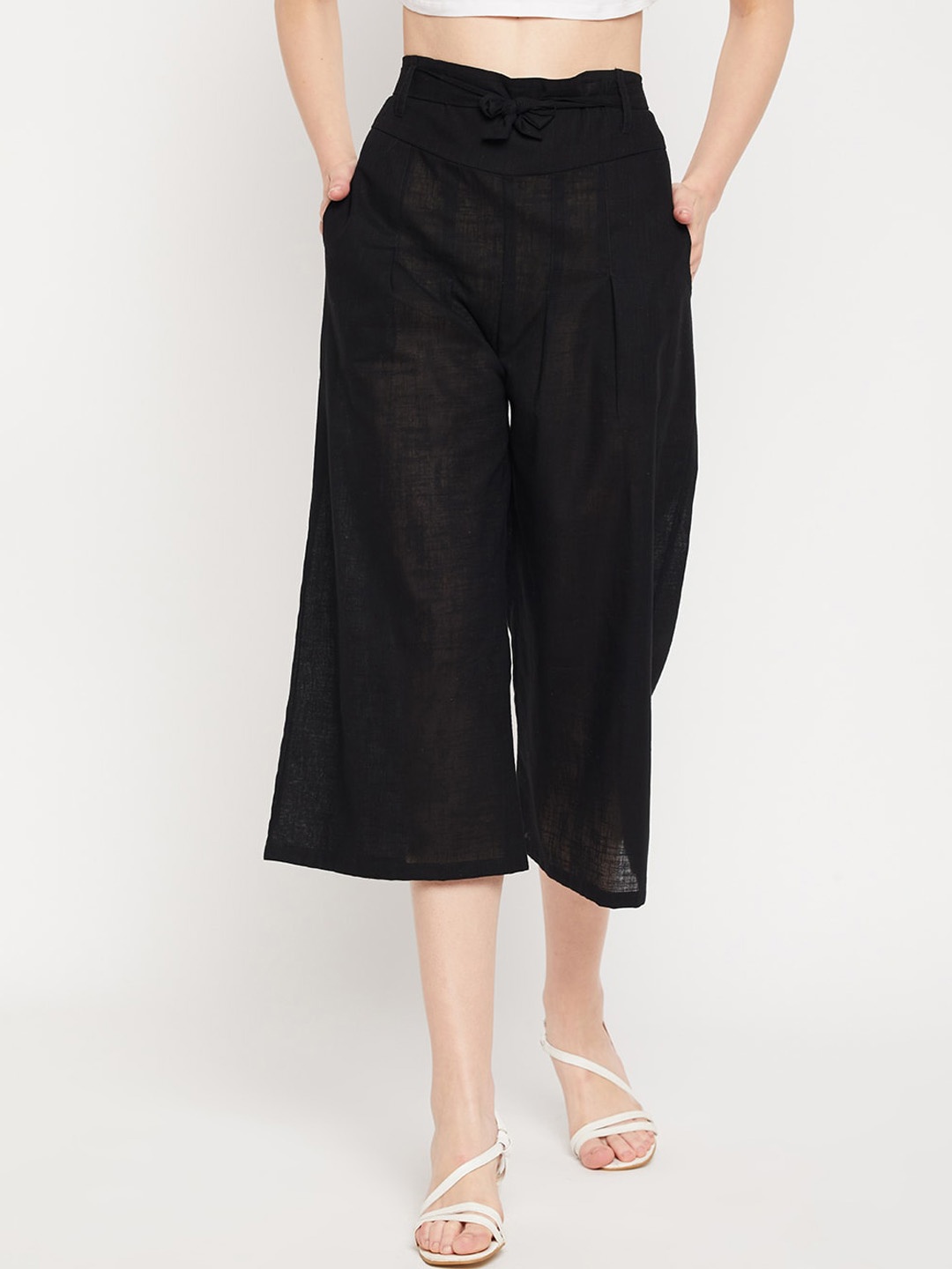 

Clora Creation Women Pleated Cotton Culottes, Black