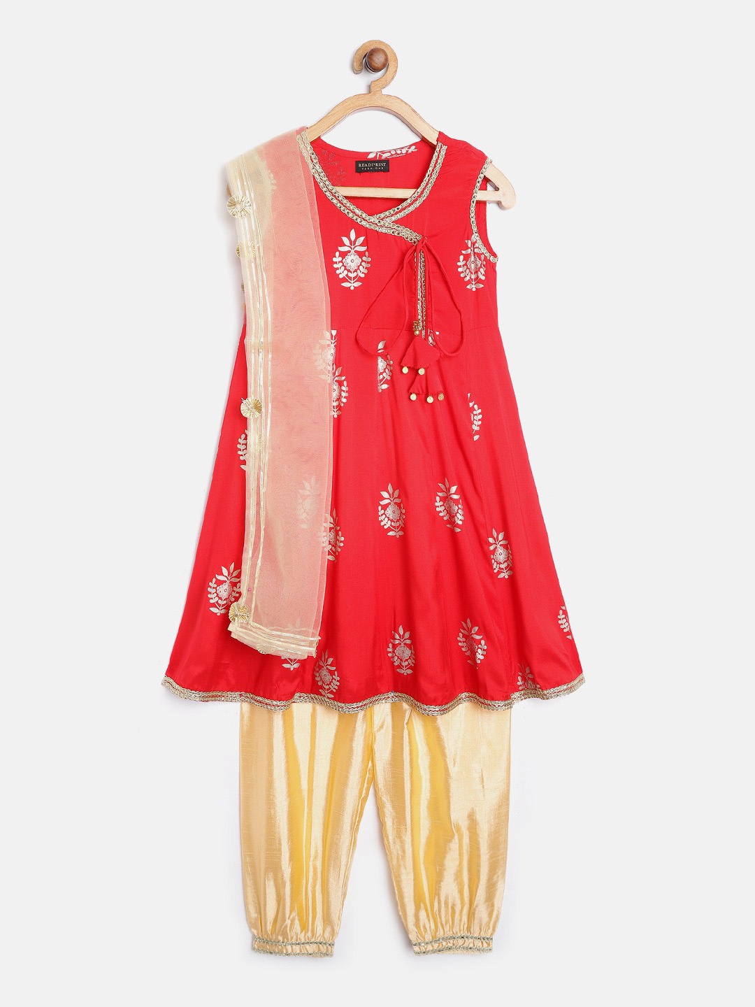 

Readiprint Fashions Girls Floral Printed Kurta with Trousers & Dupatta, Red