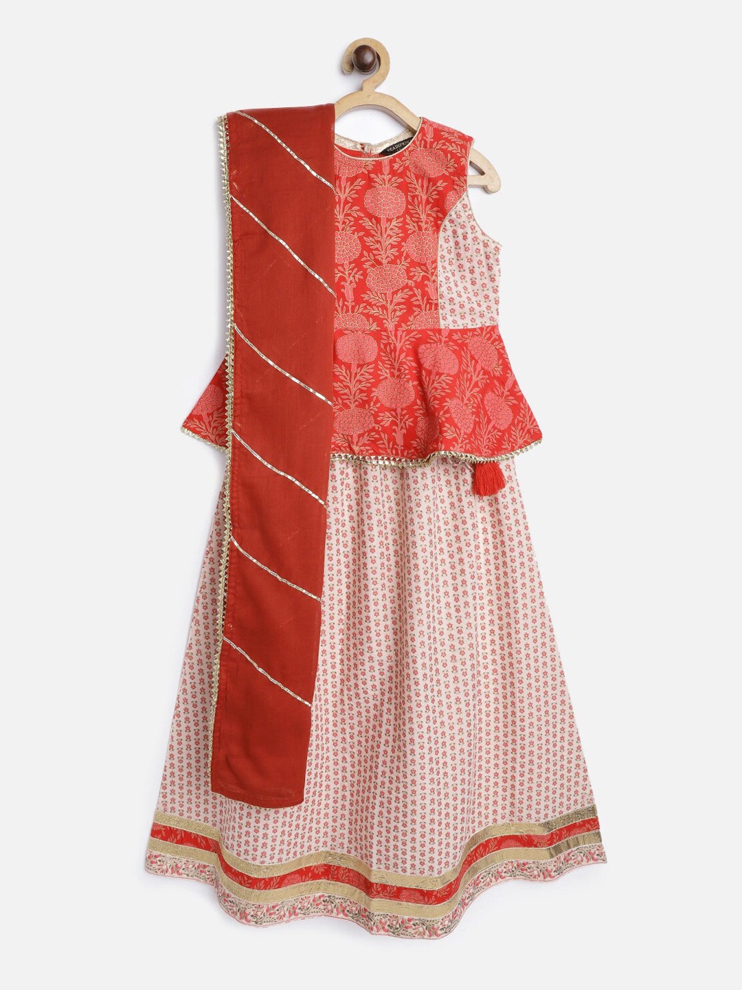 

Readiprint Fashions Girls Printed Ready to Wear Lehenga & Blouse With Dupatta, Red