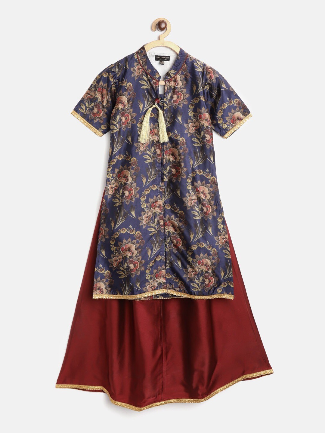 

Readiprint Fashions Girls Floral Printed Kurta With Skirt, Blue