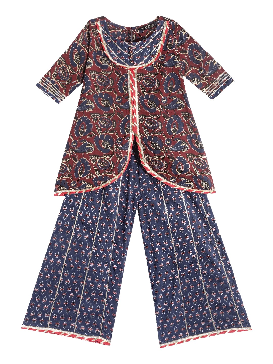 

Readiprint Fashions Girls Floral Printed Pure Cotton Kurta with Palazzos, Maroon