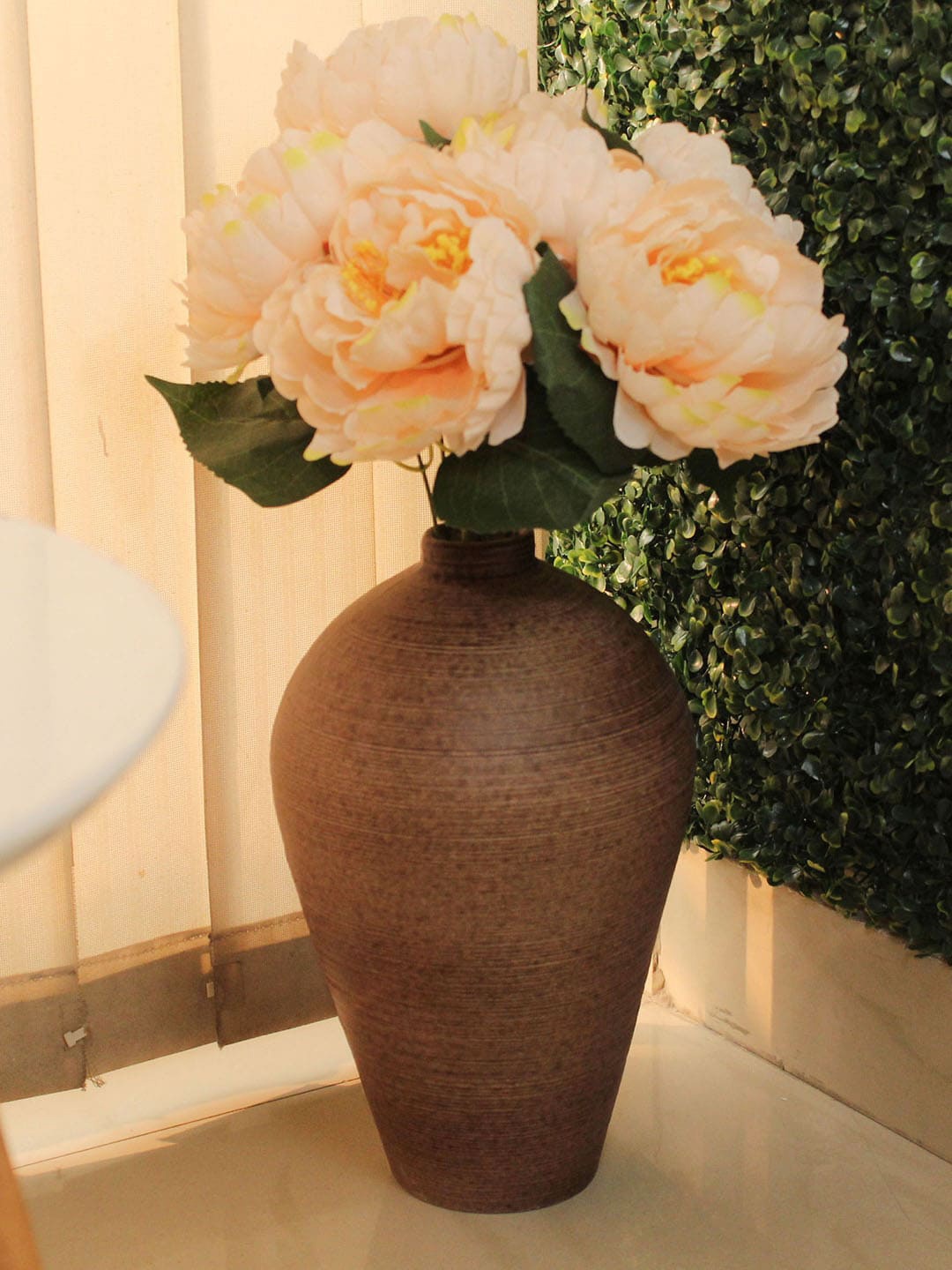 

TIED RIBBONS Antique Brown Textured Ceramic Flower Vase Pot