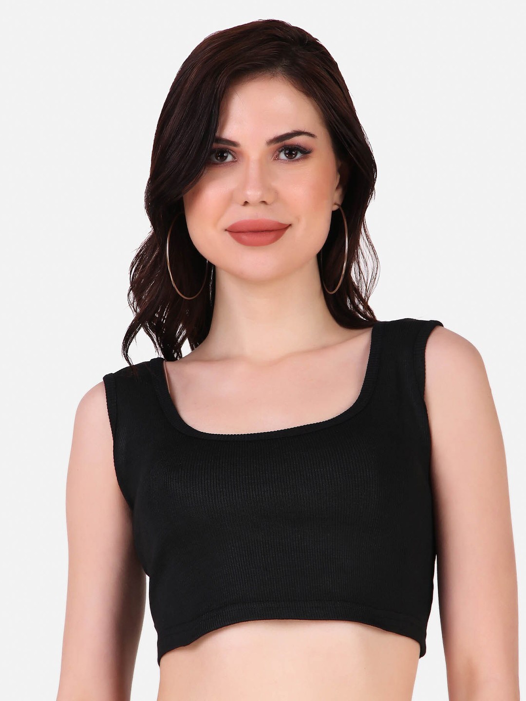

TRENDY RABBIT Round Neck Cotton Bralette Top, Black