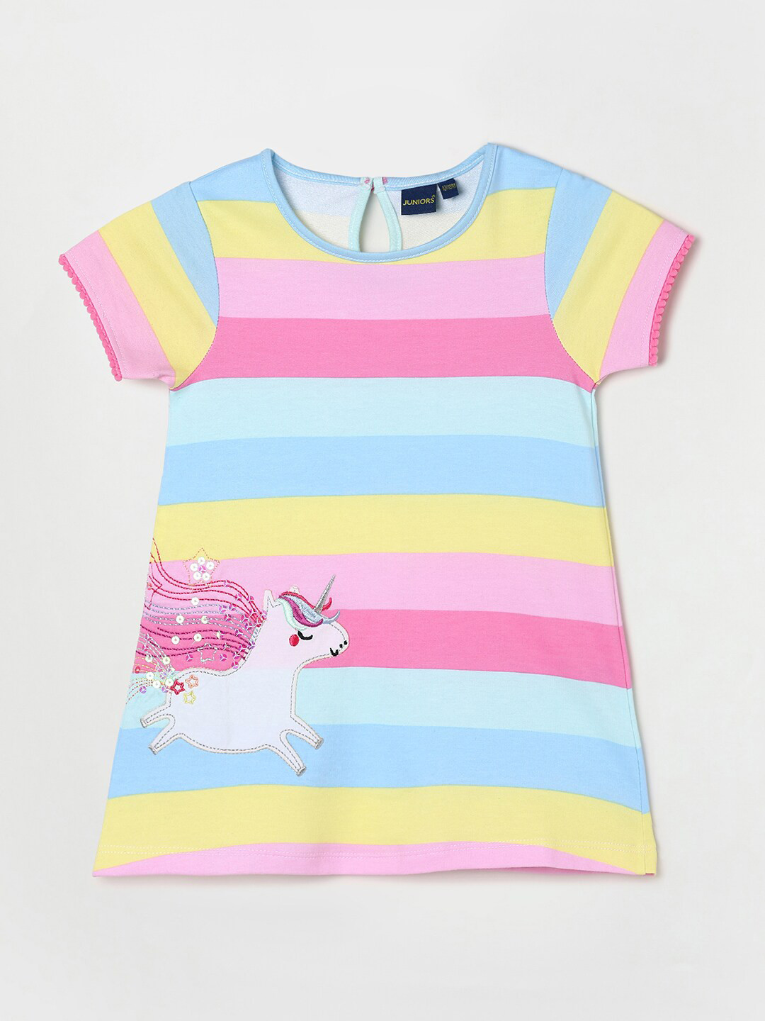 

Juniors by Lifestyle Infant Girls Striped A-Line Cotton Dress, Pink