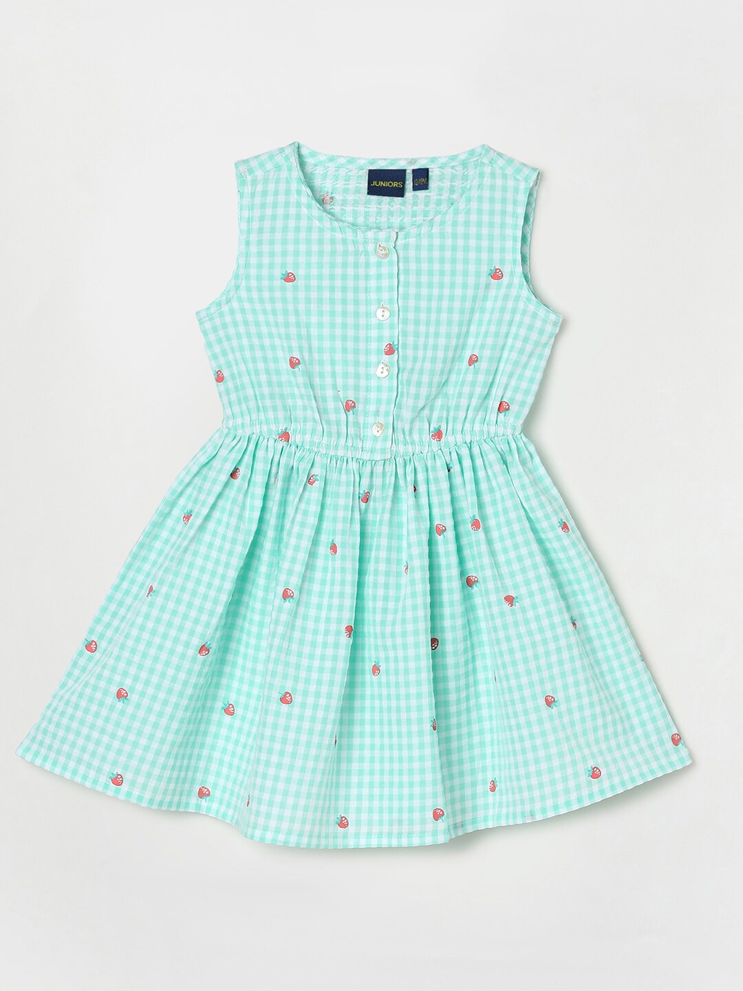 

Juniors by Lifestyle Girls Checked Fit & Flare Cotton Dress, Turquoise blue