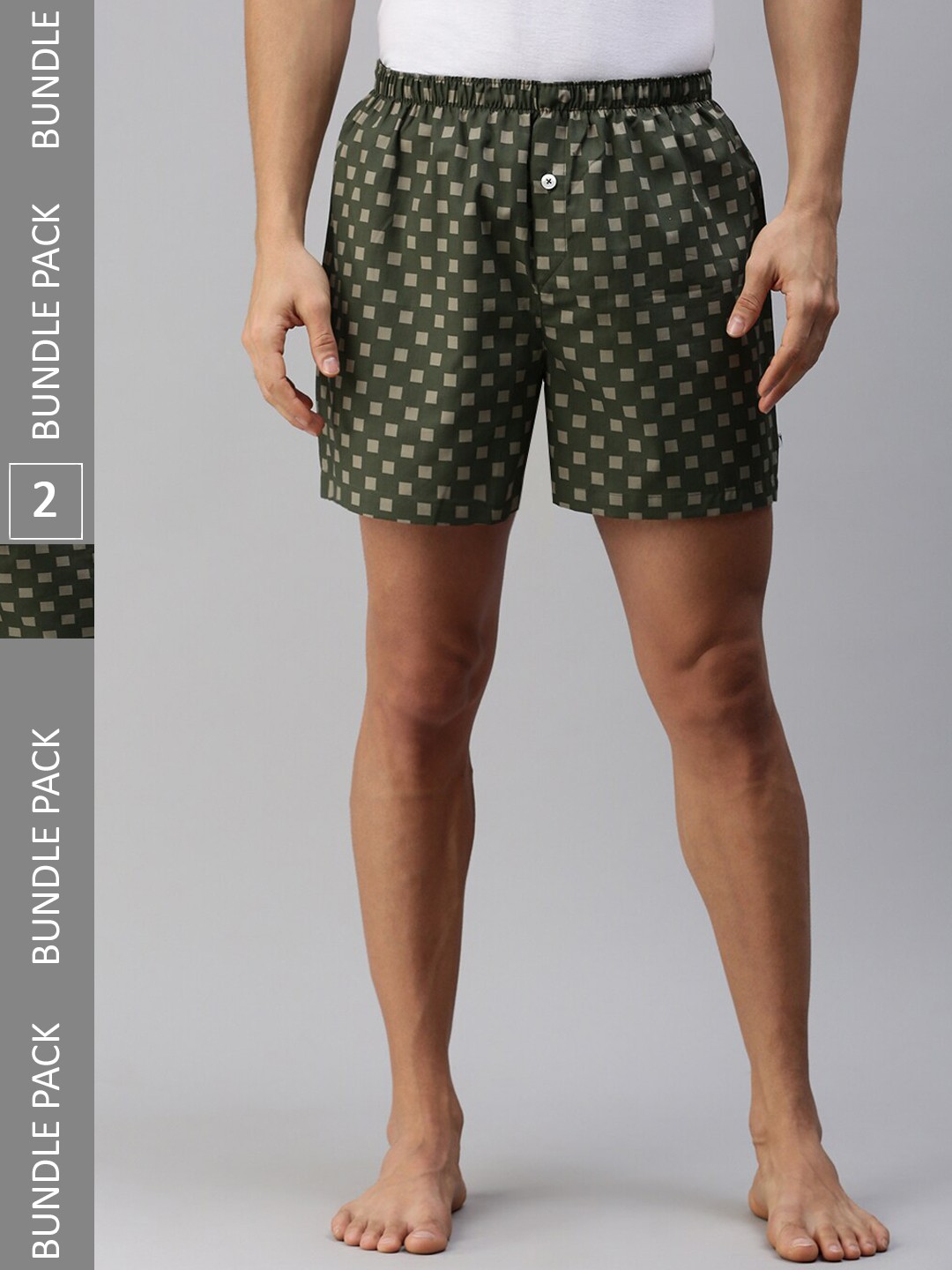 

Ramraj Men Pack Of 2 Printed Cotton Boxers, Green