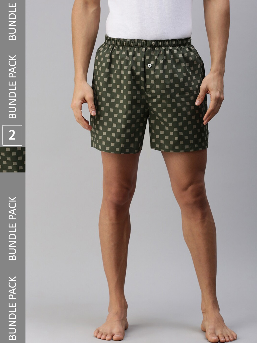 

Ramraj Men Pack Of 2 Printed Cotton Boxers, Green