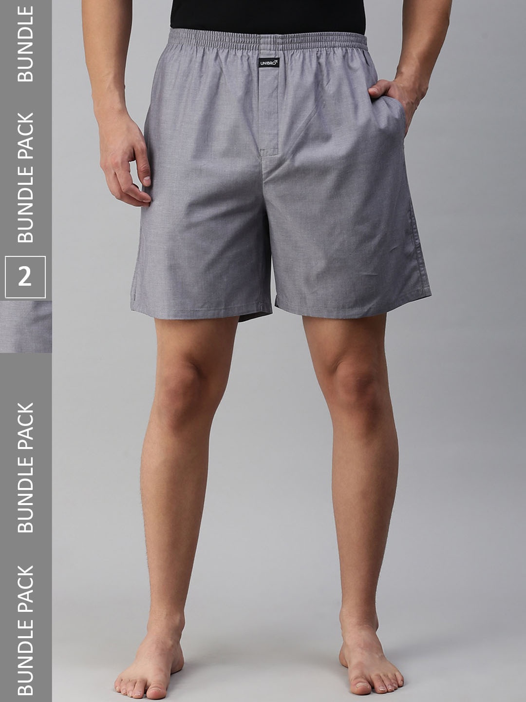 

Ramraj Men Plus Size Pack Of 2 Pure Cotton Long Boxers, Grey
