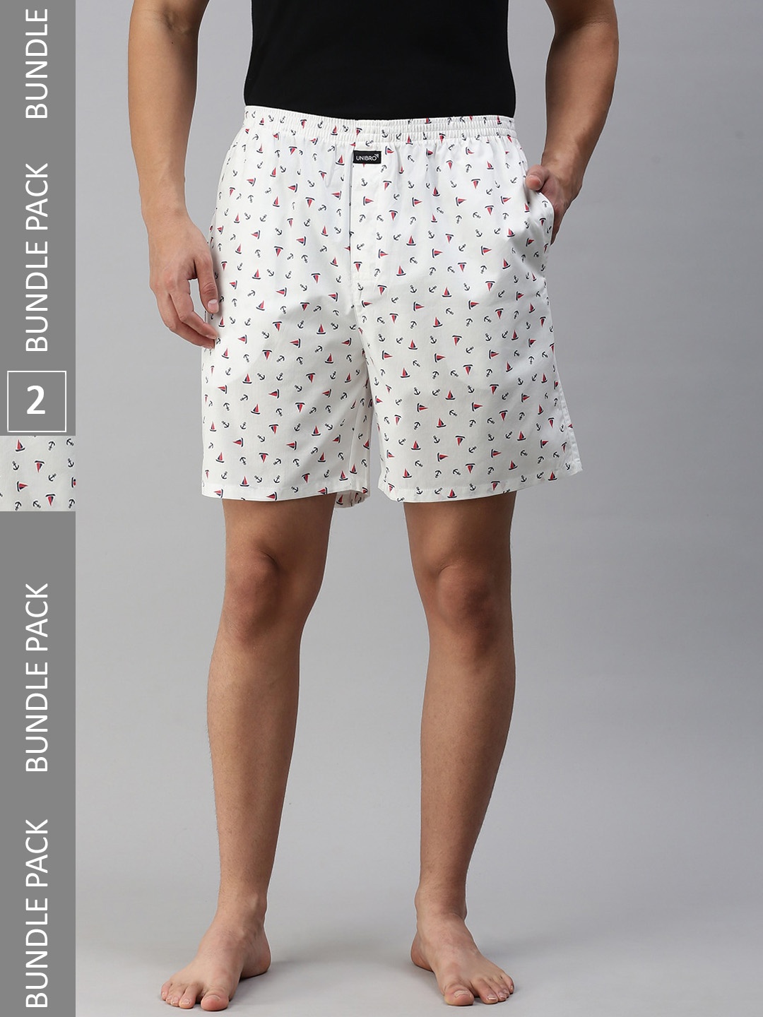 

Ramraj Men Plus Size Pack Of 2 Printed Cotton Long Boxers, Cream