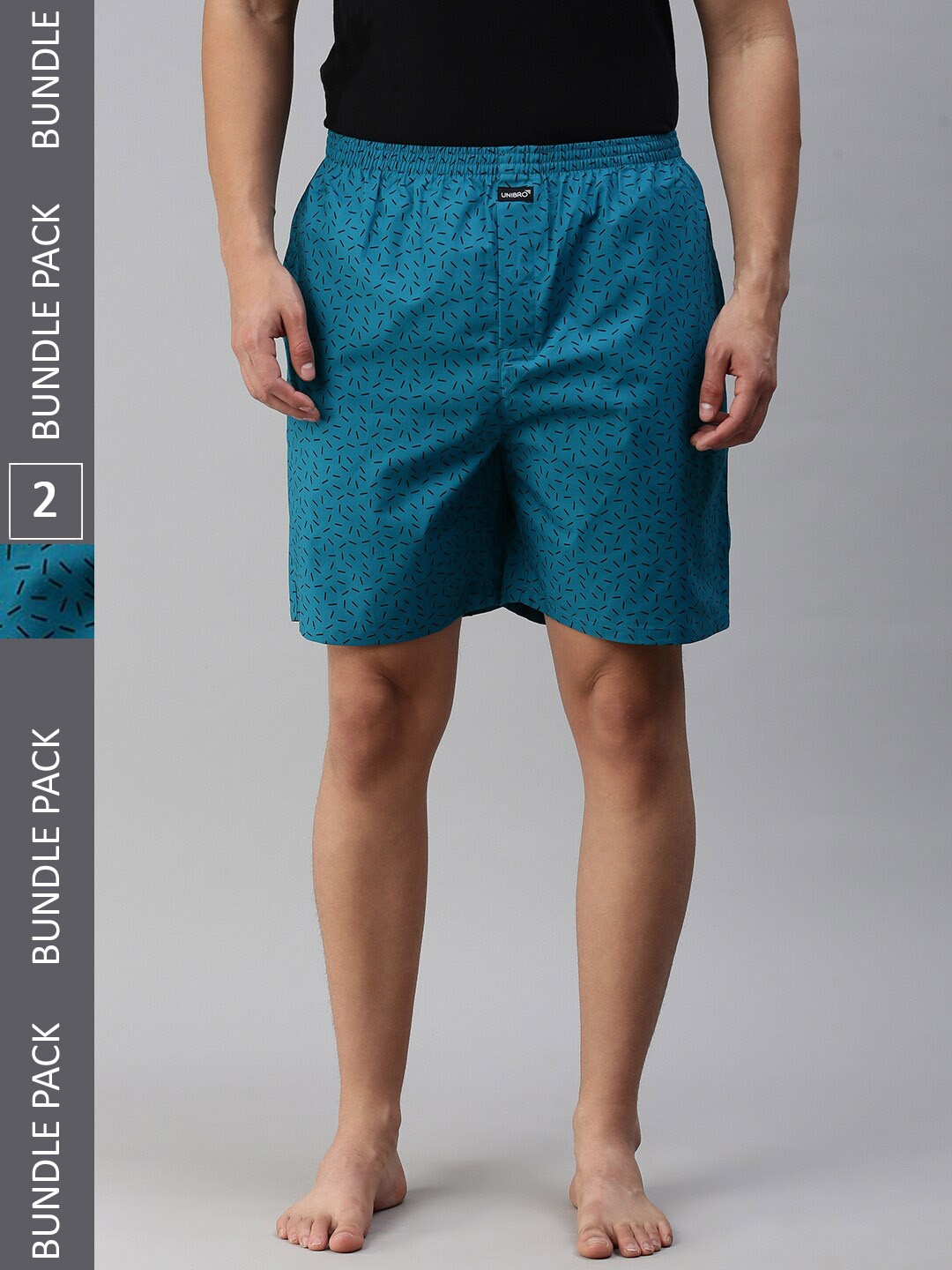 

Ramraj Men Pack Of 2 Pure Cotton Printed Boxers, Teal
